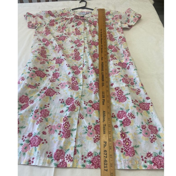 Ashley Taylor Intimates Womens Floral Robe Midi Length Short Sleeve Medium - Picture 12 of 13